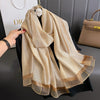 Women’s Striped Polyester Shawl - Breathable, Sun-Proof Long Scarf, 100% Yarn-Dyed for Spring Autumn Winter