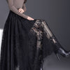 Women’s Hollow-Out Scallop Hem Lace A-Line Skirt with Elastic Waist