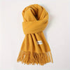Solid Color Tassel Scarf with Fringe - Lightweight Polyester Shawl for Women