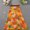 Pleated A-Line Floral Skirt with Black Hem - Short to Midi, Structured No-Stretch, Wrinkle-Resistant, Machine Washable