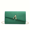 Women's Envelope Evening Clutch – Microfiber Leather Chain Strap Bag with Gold Hardware (Red, Black, Rose, Pink, Apricot, Yellow, Blue, Green)