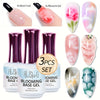 3-Pack 15ml (0.51 fl oz) Clear Blooming Base Gel - Soak-Off Nail Art Spreading Effect for Marble & Watercolor Blossom Nails