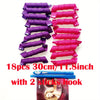 Heatless Spiral Curlers 18-Piece Magic Hair Rollers Kit Soft Red & Purple Heat-Free DIY Curls