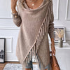 Women's Fringe Tassel Draped Neckline Shawl Wrap - Knit Polyester Fall/Winter