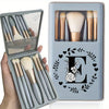 Portable Professional Makeup Brush Set with Mirror, Soft Fluffy Travel Brushes and 26-Letter Initial Garland Gift