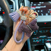 Cute Puppy Keychain with Sparkling Tassels & Bone Charm - Multicolor Dog Collar and Bag Charm (Pink, Black, Blue, Brown)