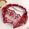 Wide Lace Flower Embroidered Stretch Headband - Elegant Boho Vintage Hair Band for Women