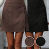 Women's Corduroy A-Line Skirt with Side Button Slit