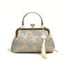 Floral Evening Clutch with Tassel - Cheongsam-Inspired Shoulder Bag for Women, Polyester-Lined Wedding & Occasion Bag