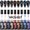 9-Piece 5ml (0.17 fl oz) Reflective Glitter Liner Nail Gel Polish Set - Sparkling Summer Colors for LED/UV Manicure & Stripe Nail Art