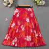 Pleated A-Line Floral Skirt with Black Hem - Short to Midi, Structured No-Stretch, Wrinkle-Resistant, Machine Washable