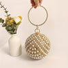 Gold Beaded Evening Clutch with Detachable Chain Strap & Kiss-Lock Closure, Bridal Wedding Formal Handbag