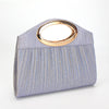 Pleated Clutch Evening Bag with Glitter Metal Ring Handle, Lightweight Polyester Shoulder & Crossbody with Magnetic Closure