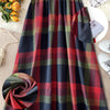 Plus Size Plaid Skirt with Pockets — High-Waist A-Line Mid-Length Casual Skirt for Women, Fall/Winter Street Style