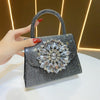 Black Rhinestone Evening Bag with Detachable Strap - Sparkling Party Clutch for Weddings & Events