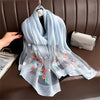 Embroidered Floral Scarf Lightweight Breathable Sunscreen Travel Shawl for Women