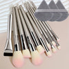 10-Piece Champagne Makeup Brush Set - Oval Foundation & Face Brushes