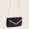 Apricot Faux Leather Clutch with Gold V-Shaped Hardware Magnetic Closure Chain Strap Evening Bag for Women