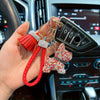Cute Puppy Keychain with Sparkling Tassels & Bone Charm - Multicolor Dog Collar and Bag Charm (Pink, Black, Blue, Brown)