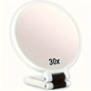 30X/1X Dual-Sided Magnifying Makeup Mirror, 360° Adjustable Stand, Portable Travel Mirror, Green Frame White Oval