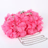 Floral Petal Evening Clutch with Detachable Chain Strap - Polyester Wedding & Party Handbag (Apricot, Rose Red, White, Purple, Blue, Black)