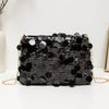 Golden Sequin Evening Bag with Detachable Chain Strap – Zipper Crossbody Purse for Weddings & Formal Events
