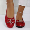 Elegant Round Toe Bow Flats for Women - All-Season Slip-On Dressy Flats