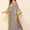 Lace Trim Crew Neck Kaftan Maxi Dress – Long Sleeve Loose-Fit Elegant Women’s Dress