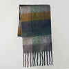 Women's Bohemian Plaid Tassel Scarf — Thick Faux Mohair Rainbow Shawl 240 cm (94.5 in)