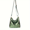 Green Glitter Evening Bag with Removable Adjustable Strap, Gold-Tone Hardware and Zipper Closure, Lined Party and Everyday Handbag