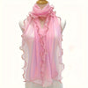 Bohemian Ruffle Edge Scarf — Long Lightweight Breathable Shawl with Glitter Accents, Sun Protection Wrap for Women