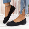 Women's Light Blue Knit Slip-On Flats with Ankle Strap, Round Toe Casual Shoes with Fabric Upper & Synthetic Lining