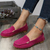 Women's Round Toe Slip-On Loafers with Ankle Chain, Fabric Upper and PU Sole