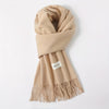 Solid Color Tassel Scarf with Fringe - Lightweight Polyester Shawl for Women