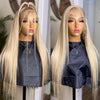 13x4 HD Lace Front Wig 180% Density Women's Long Straight Heat-Resistant Synthetic Fiber Glueless Pre-Plucked Hairline