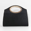 Pleated Clutch Evening Bag with Glitter Metal Ring Handle, Lightweight Polyester Shoulder & Crossbody with Magnetic Closure
