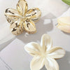 Acrylic Flower Hair Claw - Large Floral Hair Clip, White & Gold, 1pc/2pcs