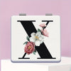Alphabet Folding Handheld Makeup Mirror for Women & Girls - Floral & Heart Cutout Portable Vanity Mirror A-Z