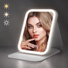 M MISS DREAM Portable Lighted Makeup Mirror - 3-Color Dimmable LED, Touch Control, USB-C Rechargeable, Foldable Tabletop Vanity Mirror, High-Quality Glass