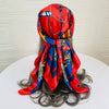 Classic Chain Print Satin Square Scarf 35.4in (90cm) Imitation Silk Sunscreen Shawl Hijab Beach Wrap for Spring Summer