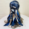 Classic Chain Print Satin Square Scarf 35.4in (90cm) Imitation Silk Sunscreen Shawl Hijab Beach Wrap for Spring Summer