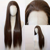 Chocolate Brown 13x4 Lace Front Wig – 24-Inch (61 cm) Silky Straight, Pre-Plucked Glueless Heat-Resistant Synthetic Wig for Women