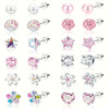 24-Piece Stainless Steel Star & Pink Floral Spiral Earrings Set – Hypoallergenic Studs & Swivel-In Mix