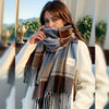 Women's Plaid Winter Scarf - Korean-Style Premium Shawl Wrap, Windproof Unisex Neck Warmer