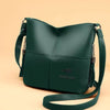 Vegan Leather Bucket Bag – Stitched Crossbody Shoulder Purse for Women