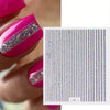 3D Holographic Nail Stickers Metallic Silver Rose Gold Stripe Letter Decals for Nail Art