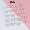 20-Pack Silver Butterfly Nail Charms 3D Rhinestone Nail Art Decorations