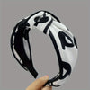 Black and White Striped Cross-Knot Headband – Contrast Letter Hairband
