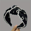 Black and White Striped Cross-Knot Headband – Contrast Letter Hairband