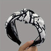 Black and White Striped Cross-Knot Headband – Contrast Letter Hairband